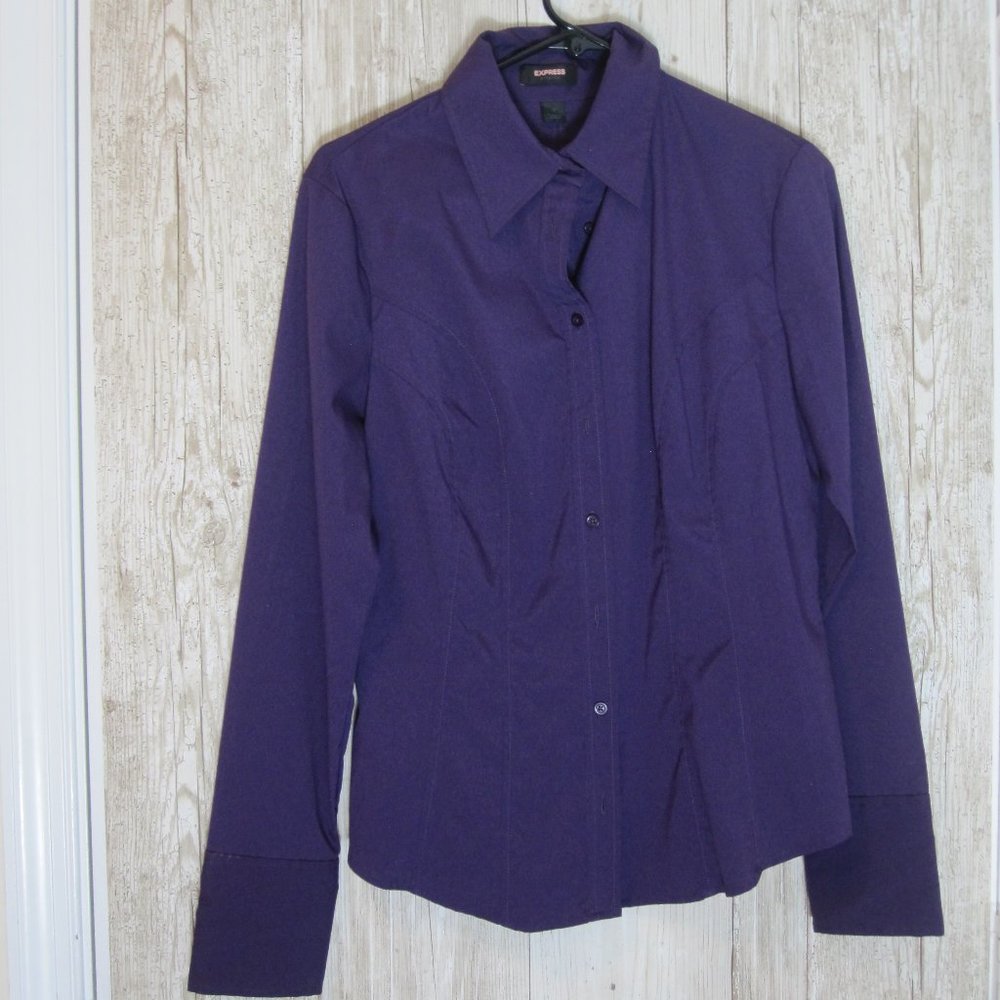 Express Purple Stretch Button Down Size 12